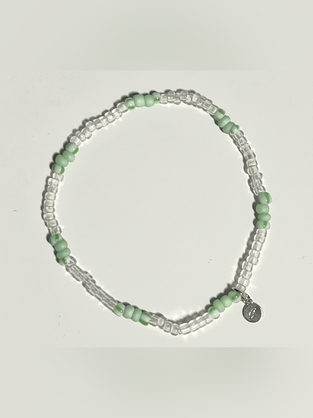 2/$12 Light Green & Clear Beaded Bracelet